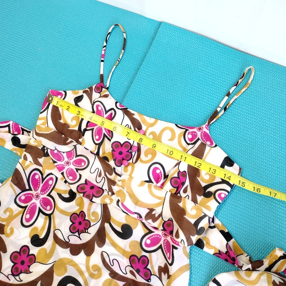 Cefian Floral Spaghetti Strap Empire Waist Top Size M - Picture 8 of 8